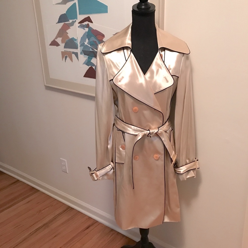 J Lee New York Silky Gold  Fall/Spring Trench Coat Size 40/US 12